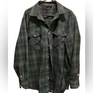 Designed in Italy Luxury Men’s Green/ Black Plaid Flannel Shirt